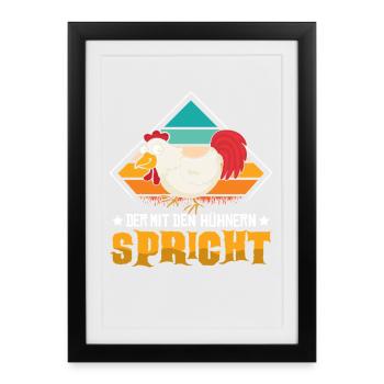 Hühnerflüsterer Huhn Hühnerhalter Hühner - Gerahmtes Poster (27 × 37 cm) - Schwarz - Vorne