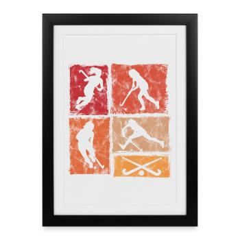 Hockey sur gazon Hockey en salle Hockey féminin Filles - Affiche encadrée (27 × 37 cm) - noir - Devant