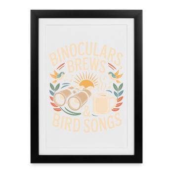 Jumelles fait chanter des oiseaux - Affiche encadrée (27 × 37 cm) - noir - Devant
