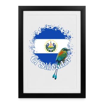 El Salvador Flag Salvadoran Flag El Salvador Map - Framed poster (27 × 37 cm) - black - Front