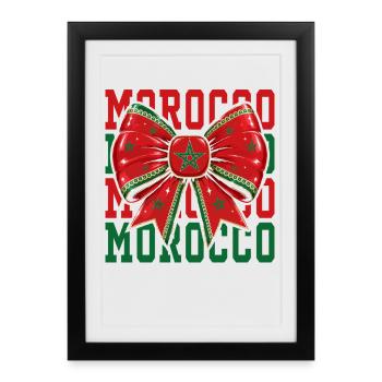 Nœud Drapeau Maroc | Style Coquette Marocain - Affiche encadrée (27 × 37 cm) - noir - Devant