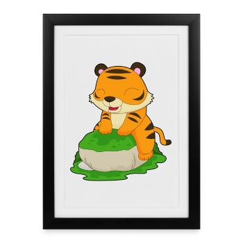 tigre mignon - Affiche encadrée (27 × 37 cm) - noir - Devant