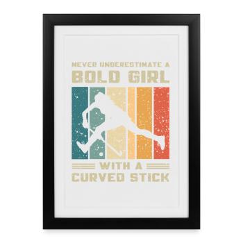 Hockey - Ne sous-estime aucune fille avec un bâton - Affiche encadrée (27 × 37 cm) - noir - Devant