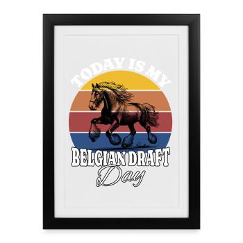Belgisches Zugpferd Draft belge - Affiche encadrée (27 × 37 cm) - noir - Devant
