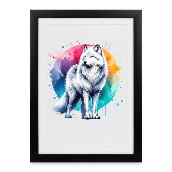 Cadeau loup arctique - Affiche encadrée (27 × 37 cm) - noir - Devant