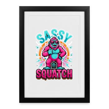 Sassy Squatch Colorful Funny Bigfoot For Naughty - Framed poster (27 × 37 cm) - black - Front