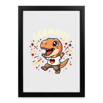 Dinosaur with Germany flag - Framed poster (27 × 37 cm) - black - Front