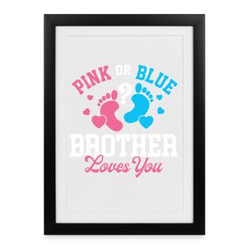 Révélation du genre Rose ou Bleu Frère T’aime - Affiche encadrée (27 × 37 cm) - noir - Devant