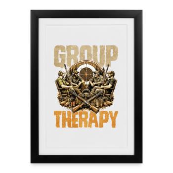 Fusillade pendant la thérapie de groupe - Affiche encadrée (27 × 37 cm) - noir - Devant