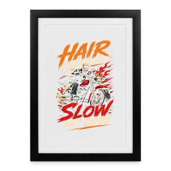 Humour Chauve Motard | Moto Squelette Badass - Affiche encadrée (27 × 37 cm) - noir - Devant