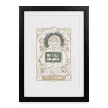 Sans billet, pas de travail, comptoir de service Art technique vintage - Affiche encadrée (27 × 37 cm) - noir - Devant