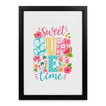 Été Vacances Soleil Tropical Fruit Cadeau - Affiche encadrée (27 × 37 cm) - noir - Devant