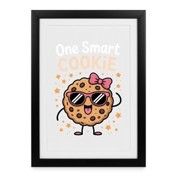 Un Cookie Intelligent - Cookie Intelligent avec des Lunettes - Affiche encadrée (27 × 37 cm) - noir - Devant