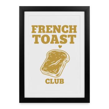 Petit-déjeuner : brunch drôle, café français - Affiche encadrée (27 × 37 cm) - noir - Devant