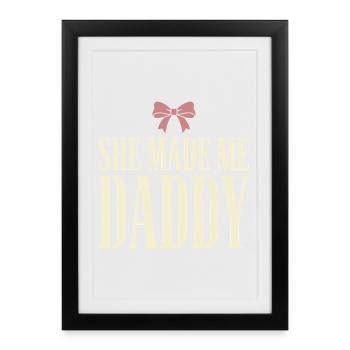 Premier cadeau de fête des pères pour la fille, papa - Affiche encadrée (27 × 37 cm) - noir - Devant