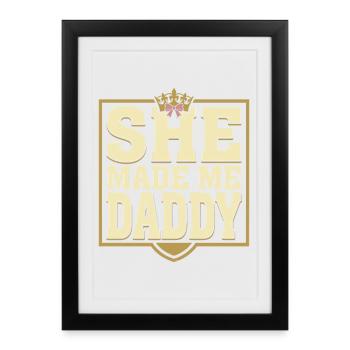 Premier cadeau de fête des pères pour la fille, papa - Affiche encadrée (27 × 37 cm) - noir - Devant