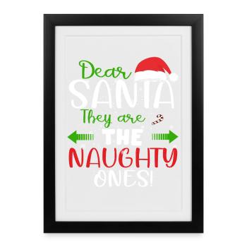 Cher Père Noël, ce sont les vilains Funny Christmas - Affiche encadrée (27 × 37 cm) - noir - Devant