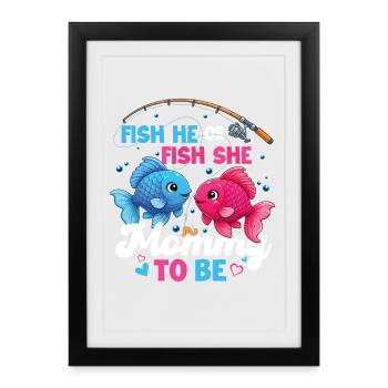 Poisson lui ou poisson elle future maman - Affiche encadrée (27 × 37 cm) - noir - Devant