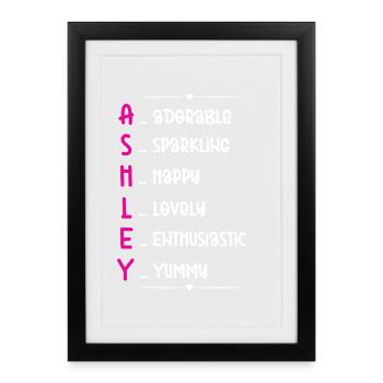 Don du nom Ashley - Affiche encadrée (27 × 37 cm) - noir - Devant
