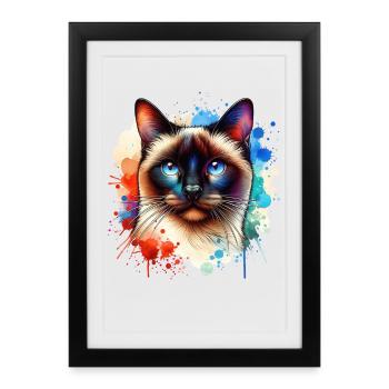 Siamese Cat Motif - Framed poster (27 × 37 cm) - black - Front