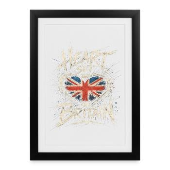 Graphique grunge du drapeau britannique de Grande-Bretagne - Affiche encadrée (27 × 37 cm) - noir - Devant