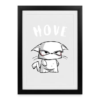 Annoyed Comic Cat "MOVE" - Sarcasm Shirt - Framed poster (27 × 37 cm) - black - Front