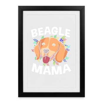 Maman Beagle Maman Maman Chien - Affiche encadrée (27 × 37 cm) - noir - Devant