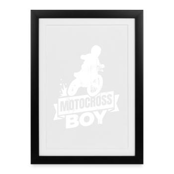 Garçon Motocross - Affiche encadrée (27 × 37 cm) - noir - Devant