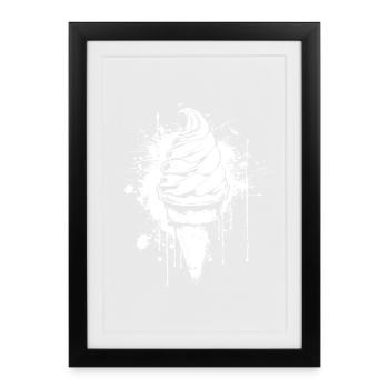 Éclaboussures de couleur en cornet de glace - Affiche encadrée (27 × 37 cm) - noir - Devant