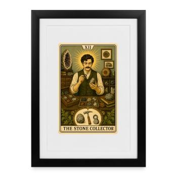 Collectionneur de pierres | Minéraux Tarot - Affiche encadrée (27 × 37 cm) - noir - Devant