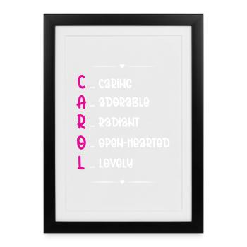 Carol Name Poem - Framed poster (27 × 37 cm) - black - Front