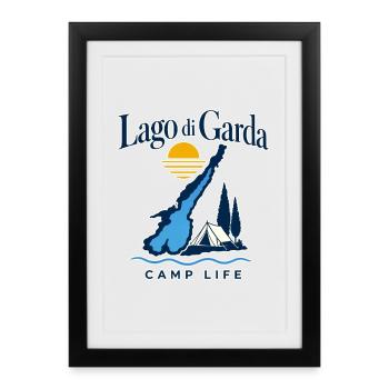 Lago di Garda Camping Camp Life Lake Vacation - Framed poster (27 × 37 cm) - black - Front