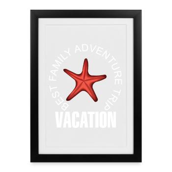 Familienurlaub Seestern Abenteuer Motiv - Gerahmtes Poster (27 × 37 cm) - Schwarz - Vorne