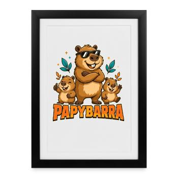 Papybarra Vatertag Papa von 2 - Gerahmtes Poster (27 × 37 cm) - Schwarz - Vorne