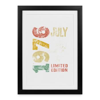 Édition limitée vintage juillet 1976 anniversaire - Affiche encadrée (27 × 37 cm) - noir - Devant