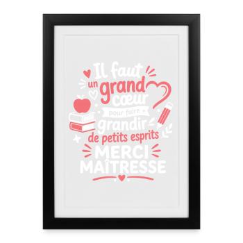 Grand cœur pour maîtresse - Affiche encadrée (27 × 37 cm) - noir - Devant