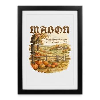Mabon Wheel Of The Year Pagan Equinox - Framed poster (27 × 37 cm) - black - Front