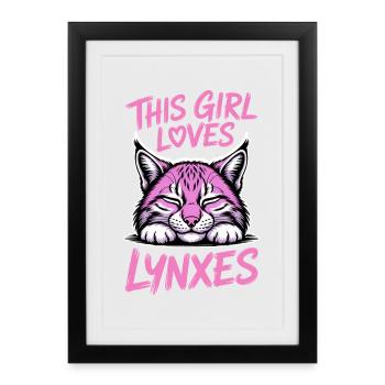 Lynx Dictions Lynx Fille Drôle de Lynx Cadeau de Lynx - Affiche encadrée (27 × 37 cm) - noir - Devant