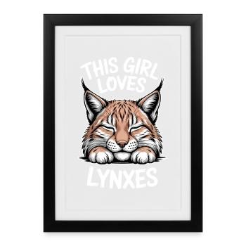 Lynx Dictions Lynx Fille Drôle de Lynx Cadeau de Lynx - Affiche encadrée (27 × 37 cm) - noir - Devant