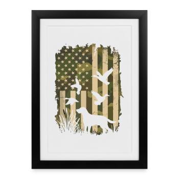 USA Flag Silhouette Dog - Framed poster (27 × 37 cm) - black - Front