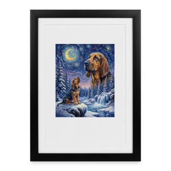 Hurlant vers la Lune Mème Chien Sanglier - Affiche encadrée (27 × 37 cm) - noir - Devant