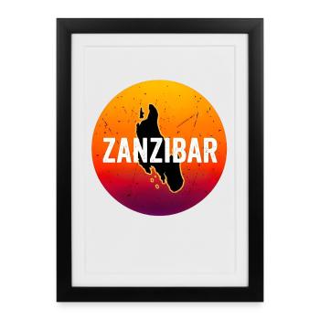L’île de Zanzibar Tanzanie Retro Sunset Africa - Affiche encadrée (27 × 37 cm) - noir - Devant