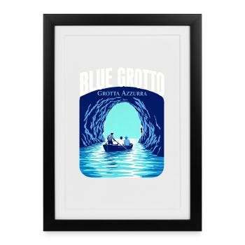 Blue Grotto Capri Travel, Grotta Azzurra Cave - Framed poster (27 × 37 cm) - black - Front