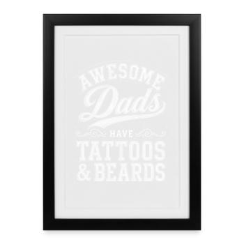 Pères tatoués et barbes - Affiche encadrée (27 × 37 cm) - noir - Devant