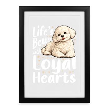 Race de chien Bichon Frisé - Affiche encadrée (27 × 37 cm) - noir - Devant