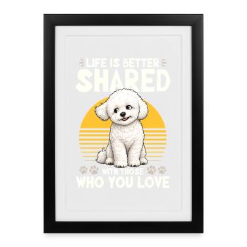 Race de chien Bichon Frisé - Affiche encadrée (27 × 37 cm) - noir - Devant