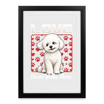 Race de chien Bichon Frisé - Affiche encadrée (27 × 37 cm) - noir - Devant