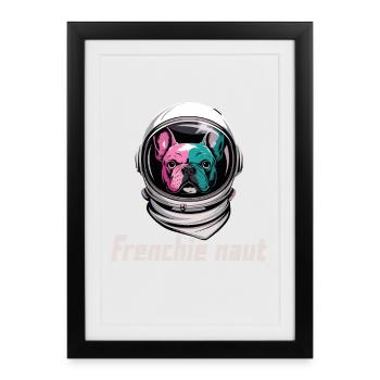 Frenchie Naut Astronaut Bulldog Space Adventure - Framed poster (27 × 37 cm) - black - Front