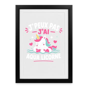 Aqua Licorne Pastel - Affiche encadrée (27 × 37 cm) - noir - Devant
