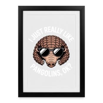 Dictons pangolins : cadeau de pommes de pin - Affiche encadrée (27 × 37 cm) - noir - Devant
